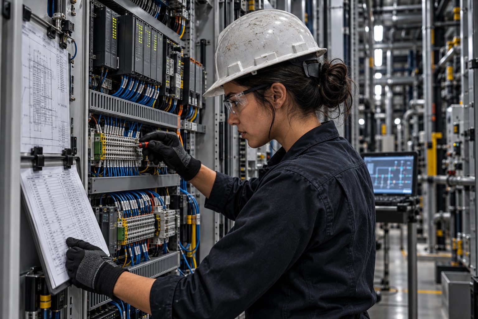 TRIFECTA evaluating a Mission-Critical electrician testing control-panel wiring